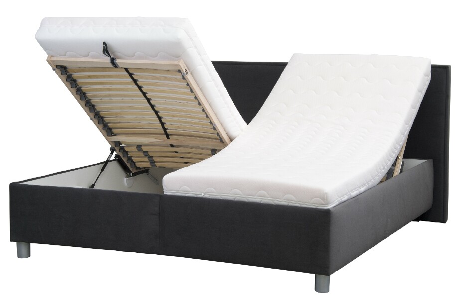 Manželská postel 160 cm Blanář Oliver (tmavošedá) (s roštem a matrací)
