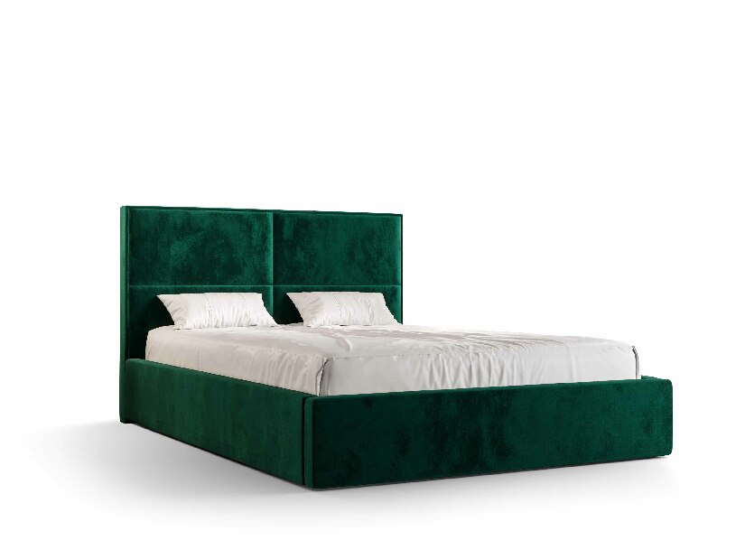 Manželská postel 180 cm Alfonso (tmavě zelená) (s roštem a úložným prostorem)