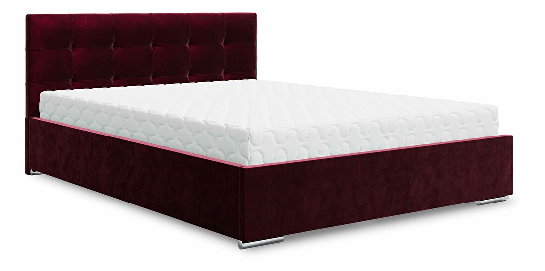 Manželská postel 140 cm Hermila (bordó) (s roštem a úložným prostorem)
