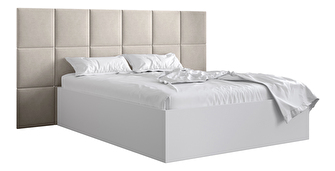 Manželská postel s čalouněným čelem 160 cm Brittany 4 (bílá matná + krémová) (s roštem)