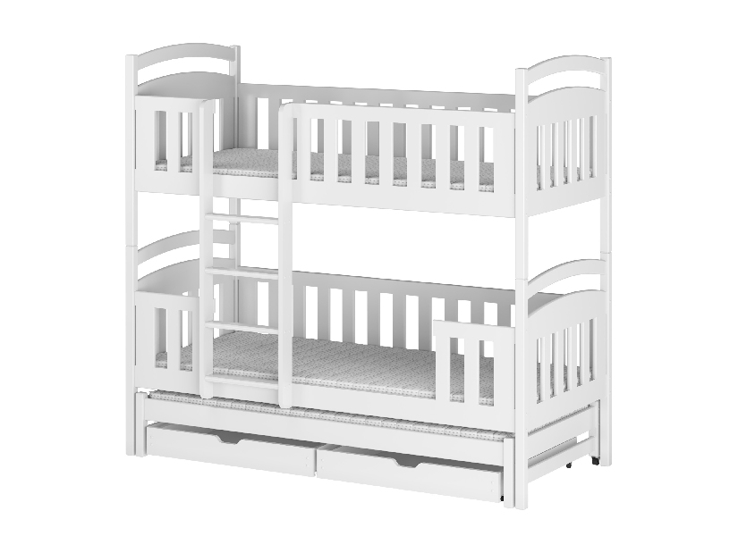Dětská postel 90 cm LEON (s roštem a úl. prostorem) (bílá)