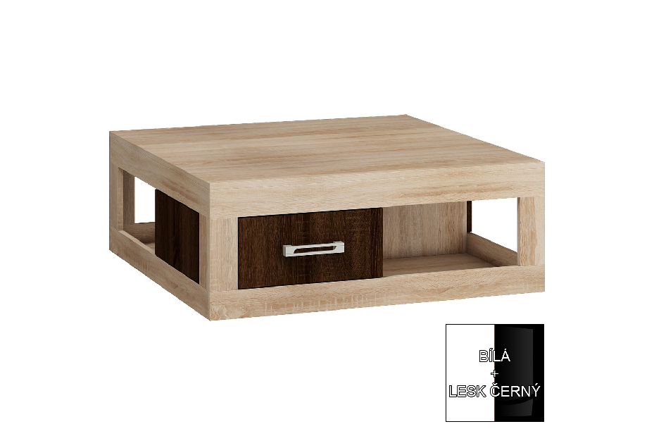 Konferenční stolek Verin VRN 02 (bílá + lesk černý) *výprodej