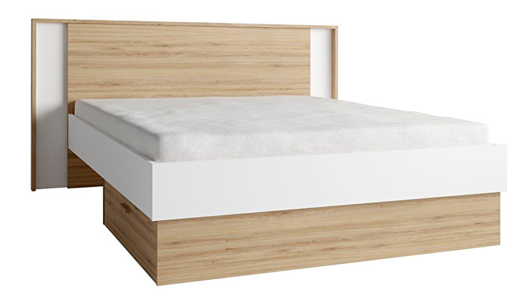 Manželská postel 160 cm Siris (bílá + dub divoký)