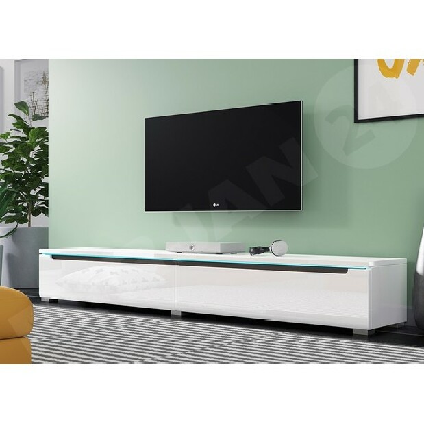 TV stolík/skřínka Nadur I 180 (bílá + lesk bílý) (bez osvětlení) *výprodej