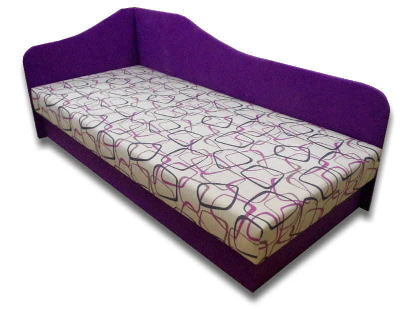 Jednolůžková postel (válenda) 80 cm Lady 87 (Fialová 49 + Dodo 1058) (L)