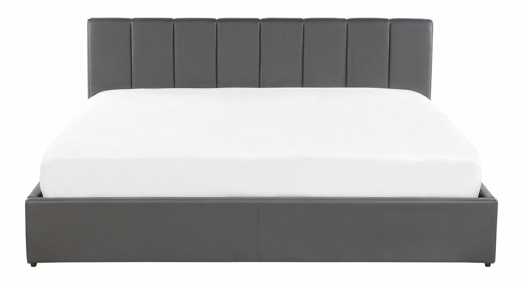 Manželská postel 180 cm DARGAN (šedá) (umělá kůže) (s roštem a úl. prostorem)