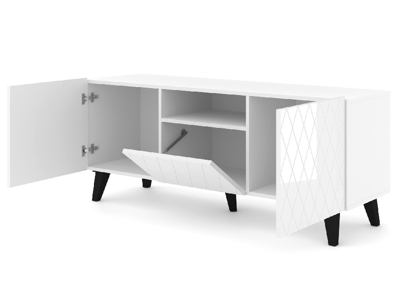 TV stolek/skříňka Dintanna 145 (bílá + lesk bílý)