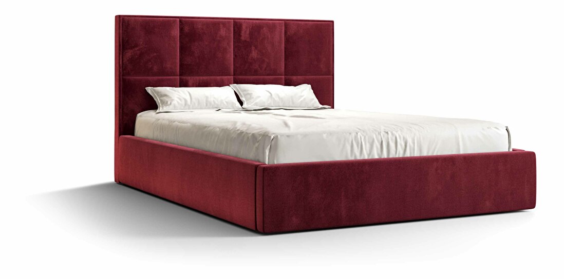 Manželská postel 160 cm Gino (bordó) (s roštem a úložným prostorem)