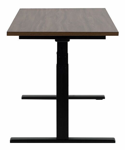 Psací stůl UPPER II (130 x 72 cm) (MDF) (tmavé dřevo + černá) (el. nastavitelný)