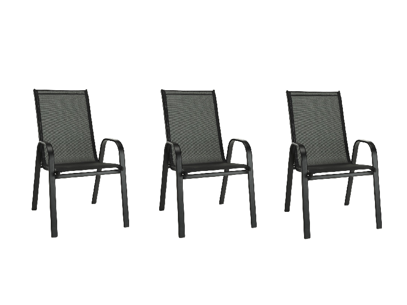 Set 3 ks. zahradních židlí Morel (černá) *výprodej