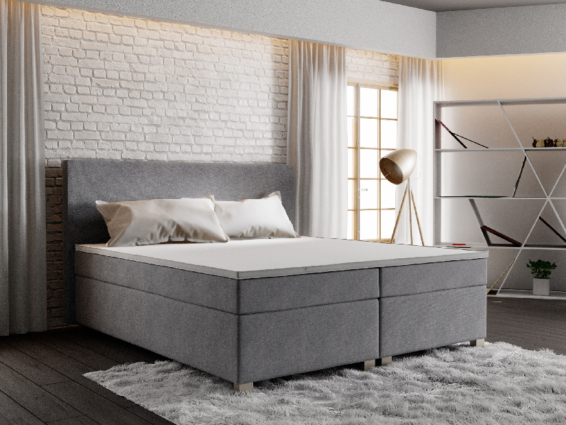 Manželská postel Boxspring 140 cm Simon Comfort (šedá) (s matrací, bez úložného prostoru)