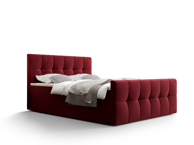 Manželská postel Boxspring 160 cm Macheta (bordó) (s matrací a úložným prostorem)
