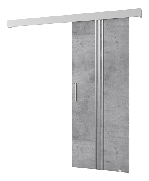 Posuvné dveře 90 cm Sharlene V (beton + bílá matná + stříbrná)