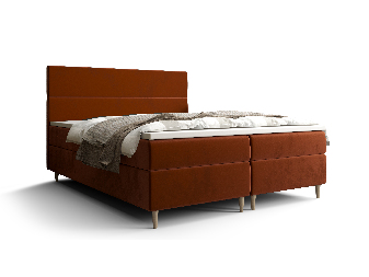 Manželská postel Boxspring 160 cm Flu (hnědooranžová) (s matrací a úložným prostorem)