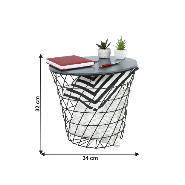 Příruční stolek Bana typ 3 (grafit + černá)