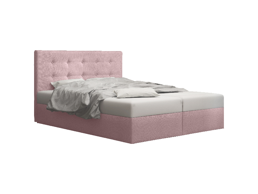 Manželská postel Boxspring 140 cm Duel 1 Comfort (růžová) (s matrací a úložným prostorem)