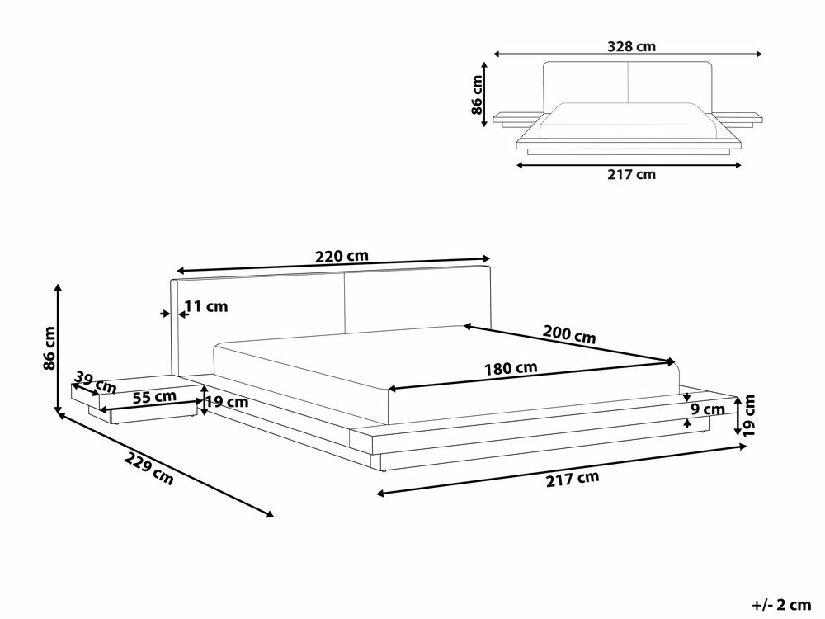 Manželská vodní postel 180 cm Zendaya (světlé dřevo) (s matrací)