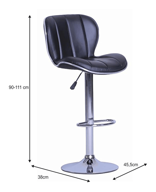Barová židle Kiks (ekokůže černá + chrom)