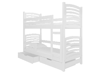 Patrová dětská postel 180x75 cm Oxana (s roštem a matrací) (bílá)