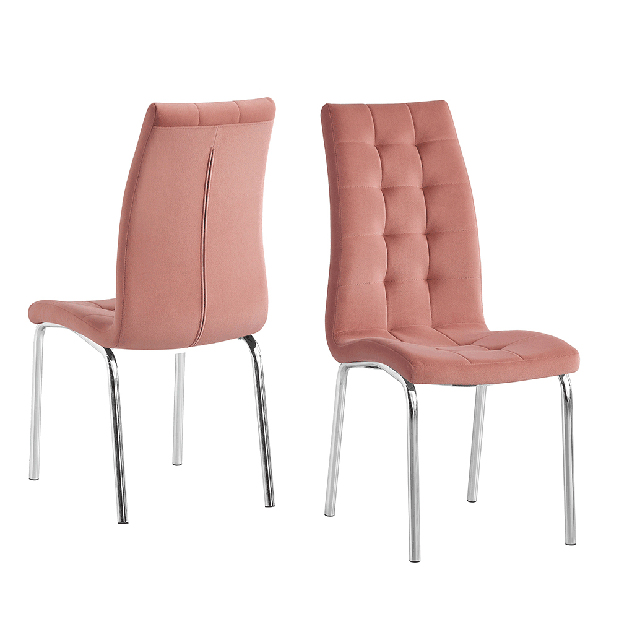 Jídelní židle Harison NEW (růžová + chróm)