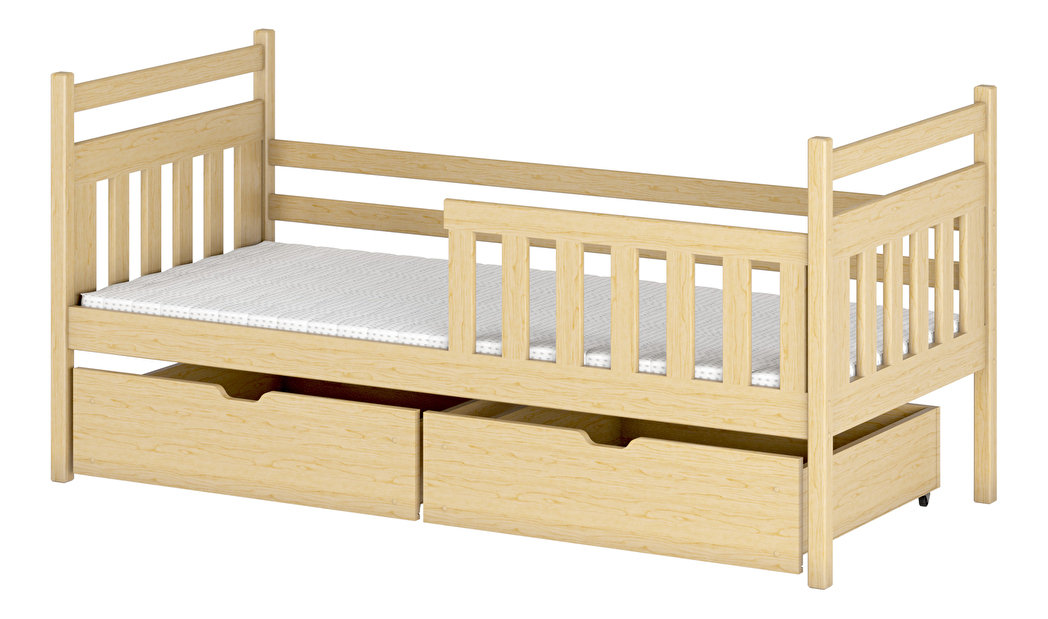 Dětská postel 90 cm Kasey (s roštem a úl. prostorem) (borovice)