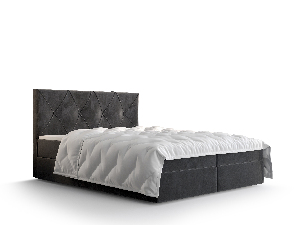 Manželská posteľ Boxspring 180 cm Athena (tmavosivá) (s matracom a úložným priestorom)