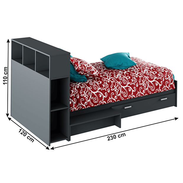 Jednolůžková postel 90 cm Adrana (grafit)