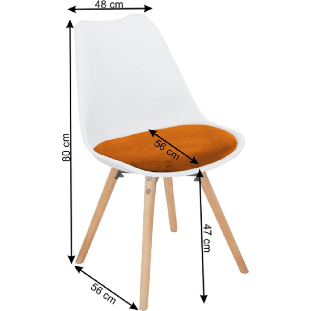 Jídelní židle Samim (oranžová + buk)