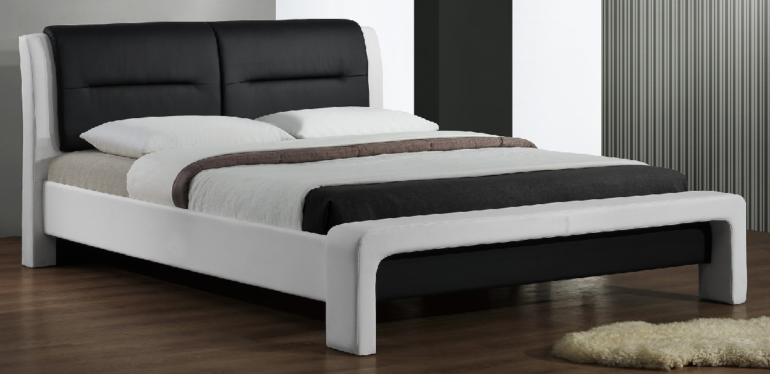 Manželská postel 160 cm Casandie (s roštem) (bílá + černá)