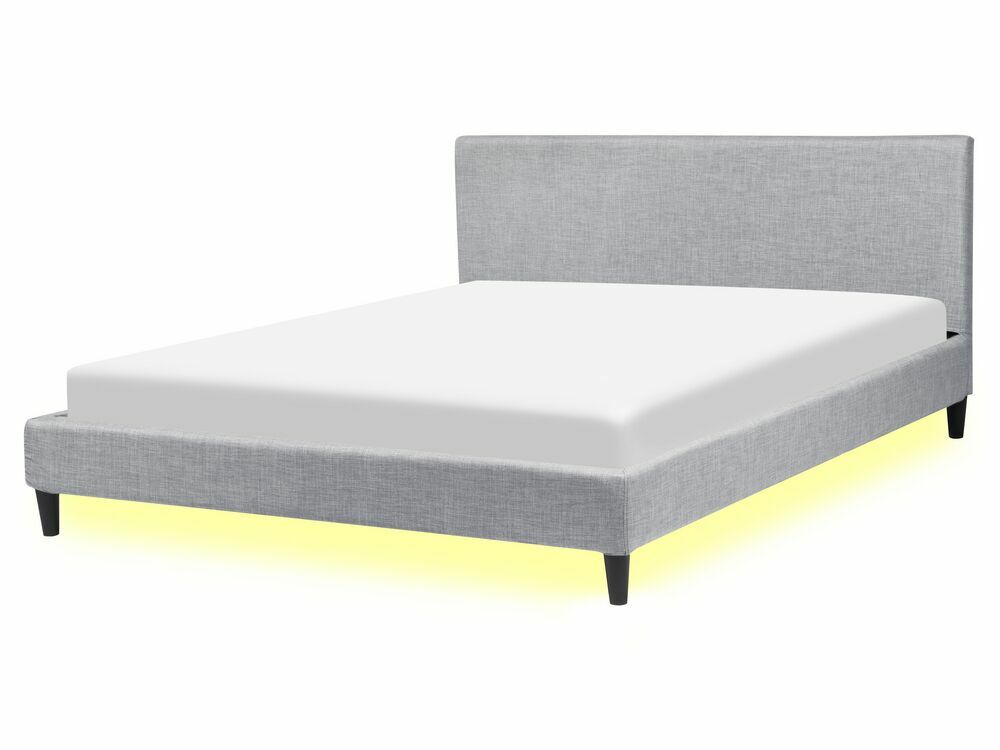 Manželská postel 160 cm FUTTI (s roštem a LED osvětlením) (šedá)