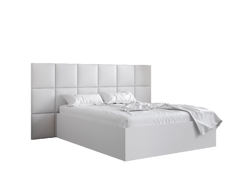 Manželská postel s čalouněným čelem 160 cm Brittany 4 (bílá matná + bílá) (s roštem)