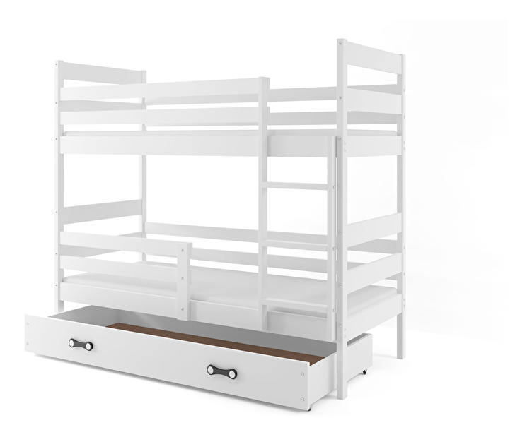 Patrová postel 90 x 200 cm Eril B (bílá + bílá) (s rošty, matracemi a úl. prostorem)