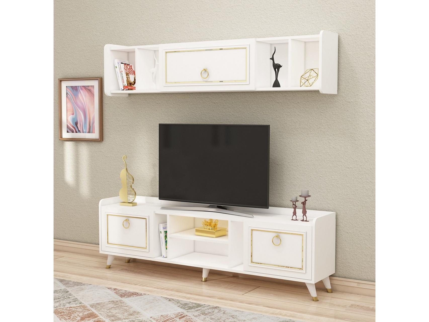 Obývací stěna Naleta 2 (bílá + zlatá)