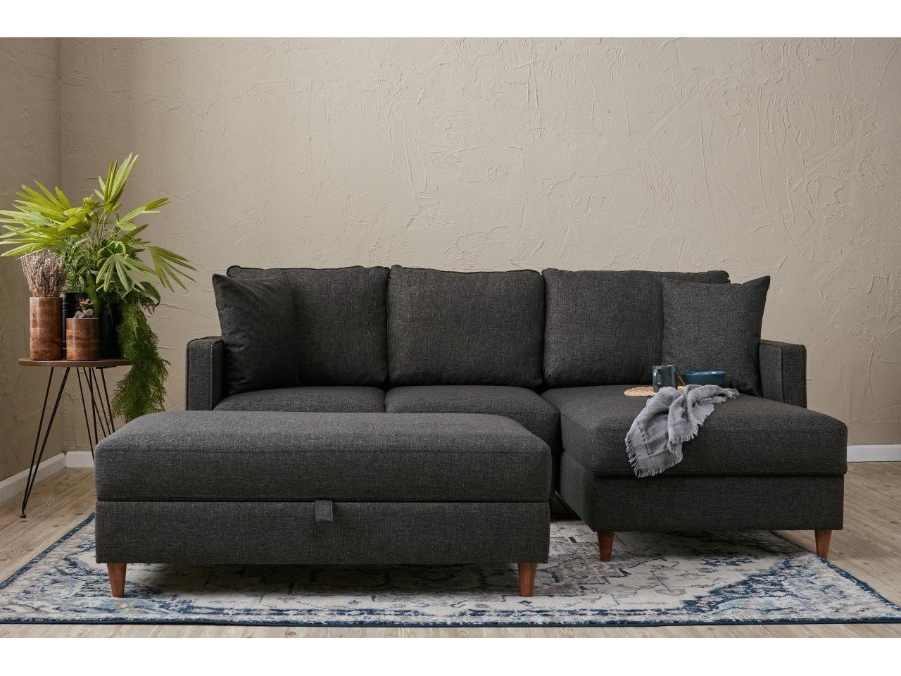 Rohová sedací souprava Ewie (P) (antracit)