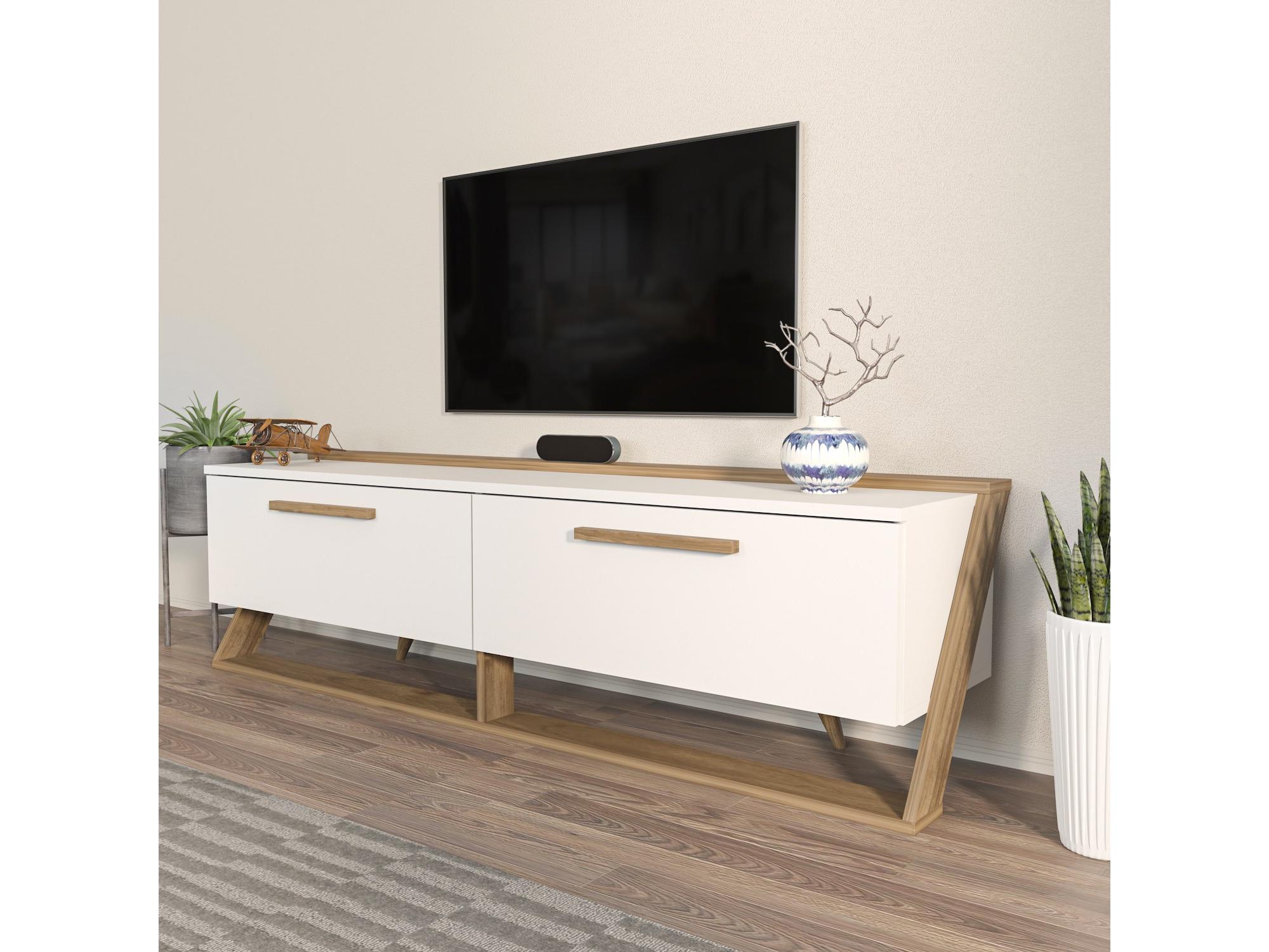 TV stolek/skříňka Astrodotti (bílá + ořech)