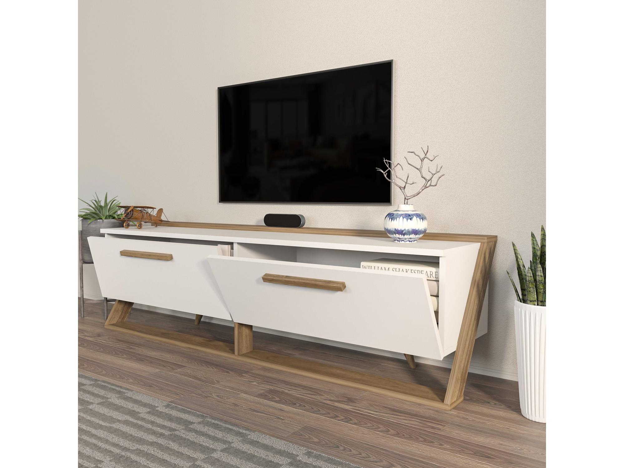 TV stolek/skříňka Astrodotti (bílá + ořech)