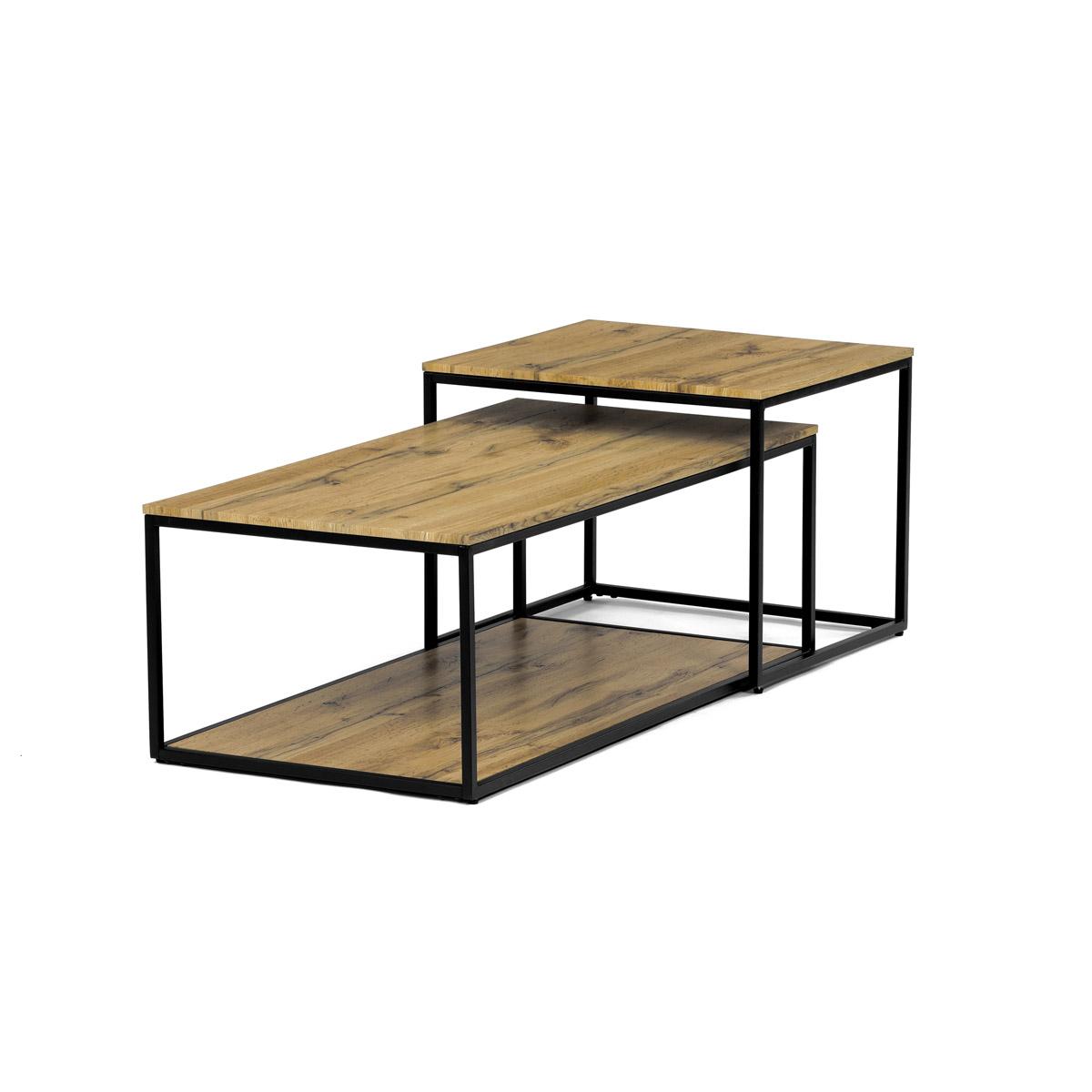 Set 2 konferenčních stolků Crearse (dub divoký)