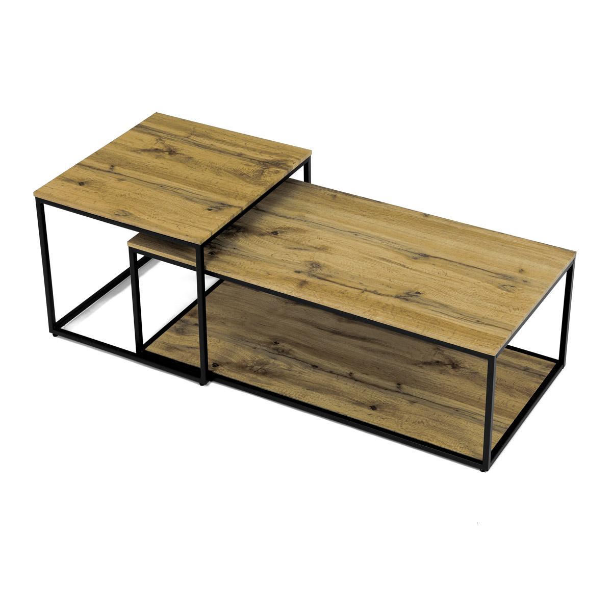 Set 2 konferenčních stolků Crearse (dub divoký)