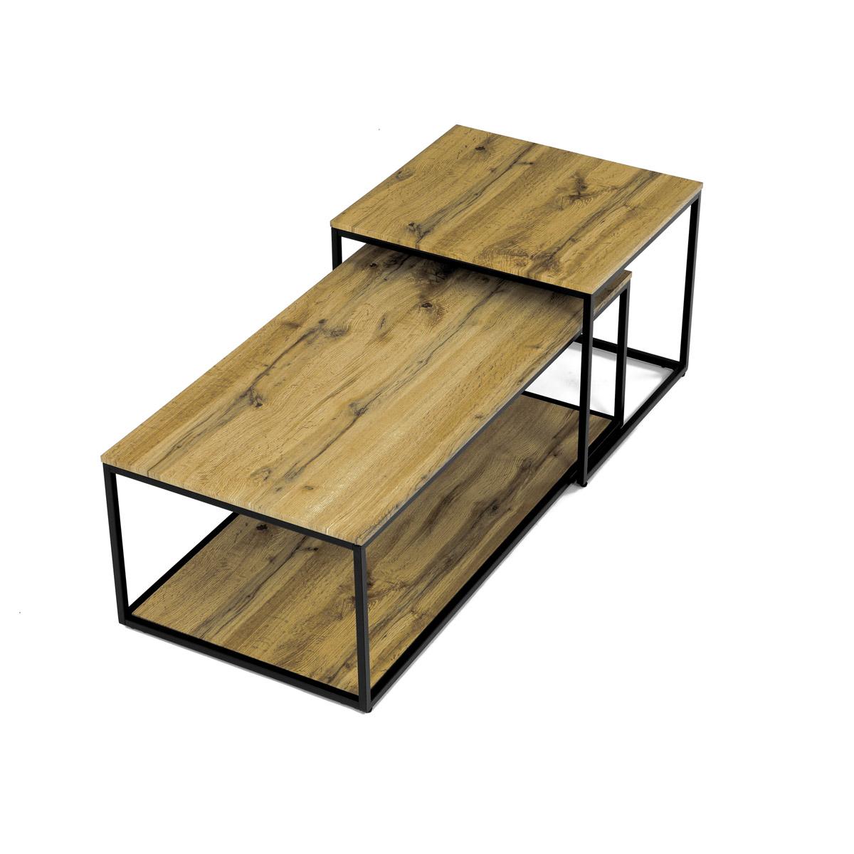 Set 2 konferenčních stolků Crearse (dub divoký)