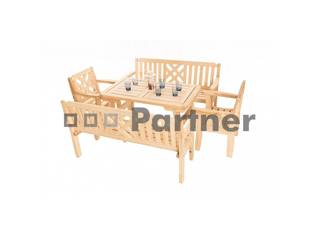 Zahradní sestava Romantic 1+2+2 (Borovice masiv)