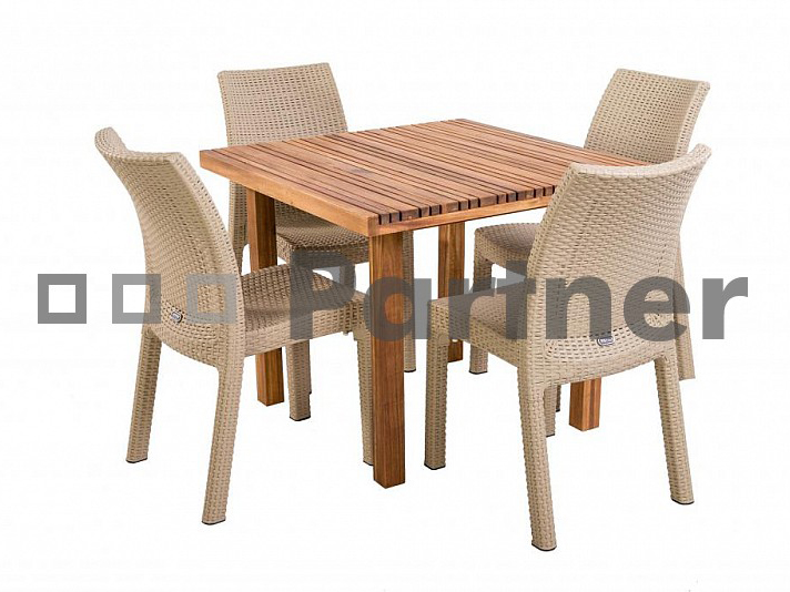 Zahradní sestava Leeds I. 1+4 (piesková) (um. ratan)