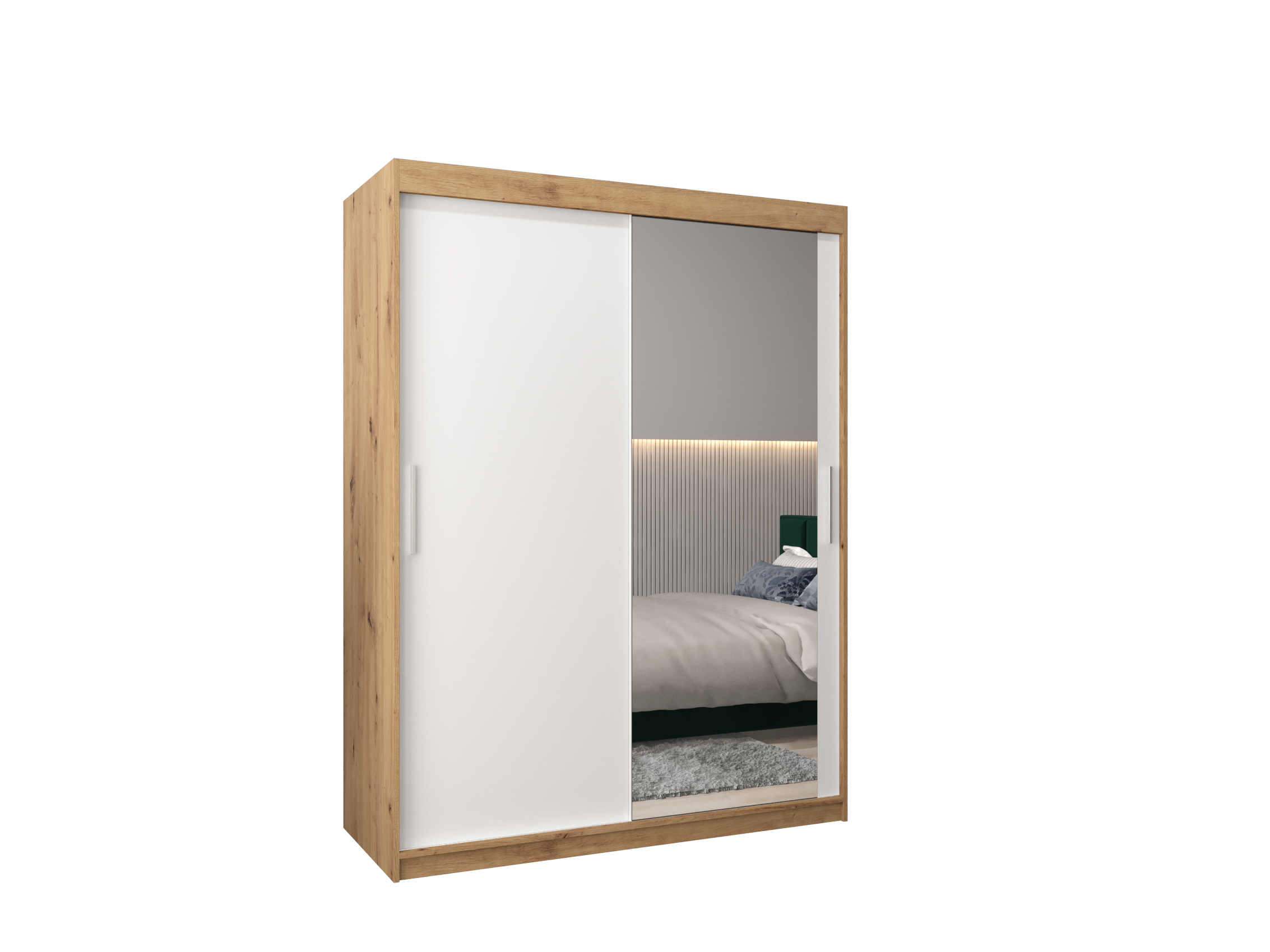 Šatní skříň 150 cm Toki 2 (Dub artisan + Bílá matná)