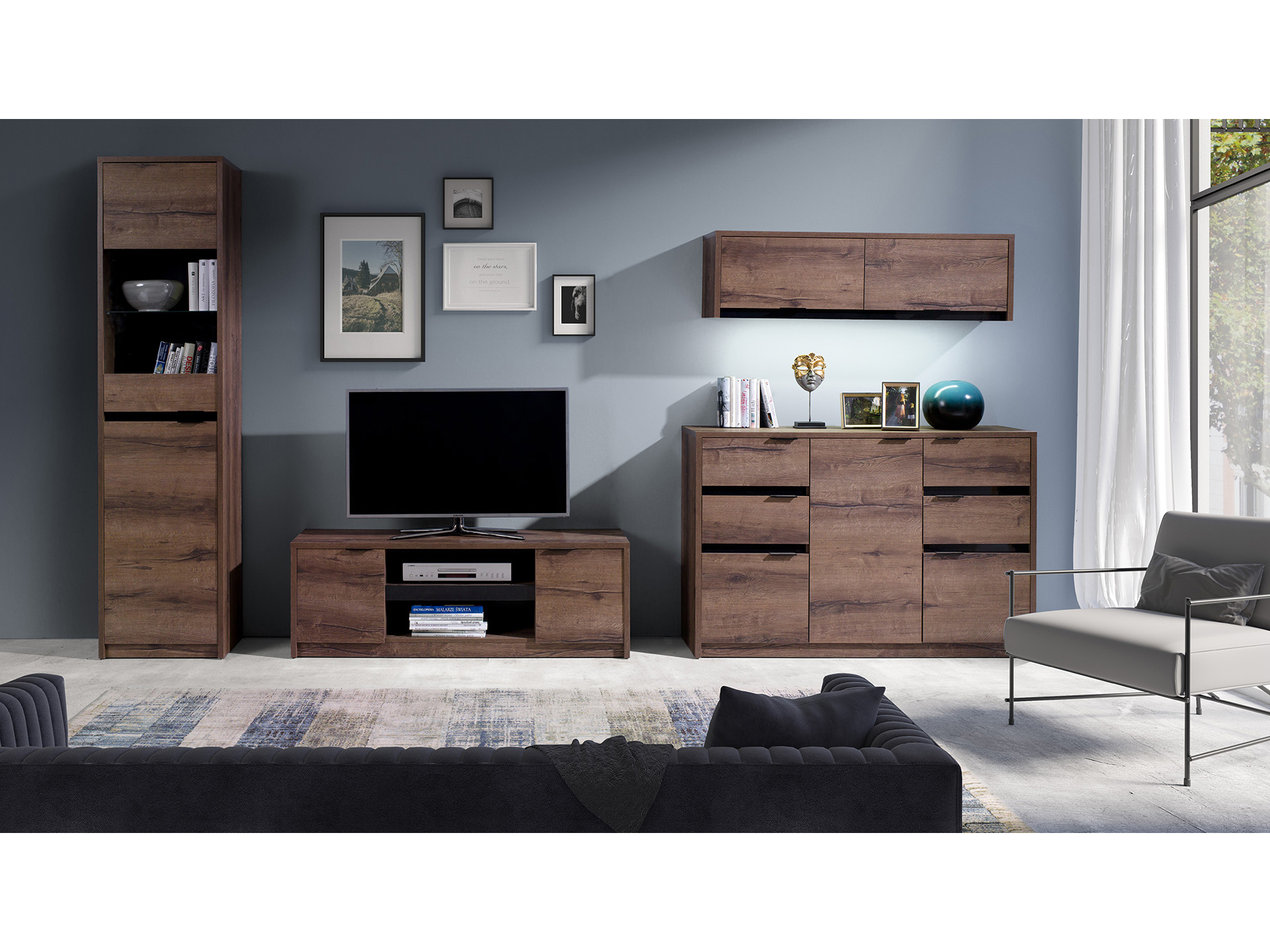 Tv stolek Desayuno RTV2D (dub monastery + lesk černý)