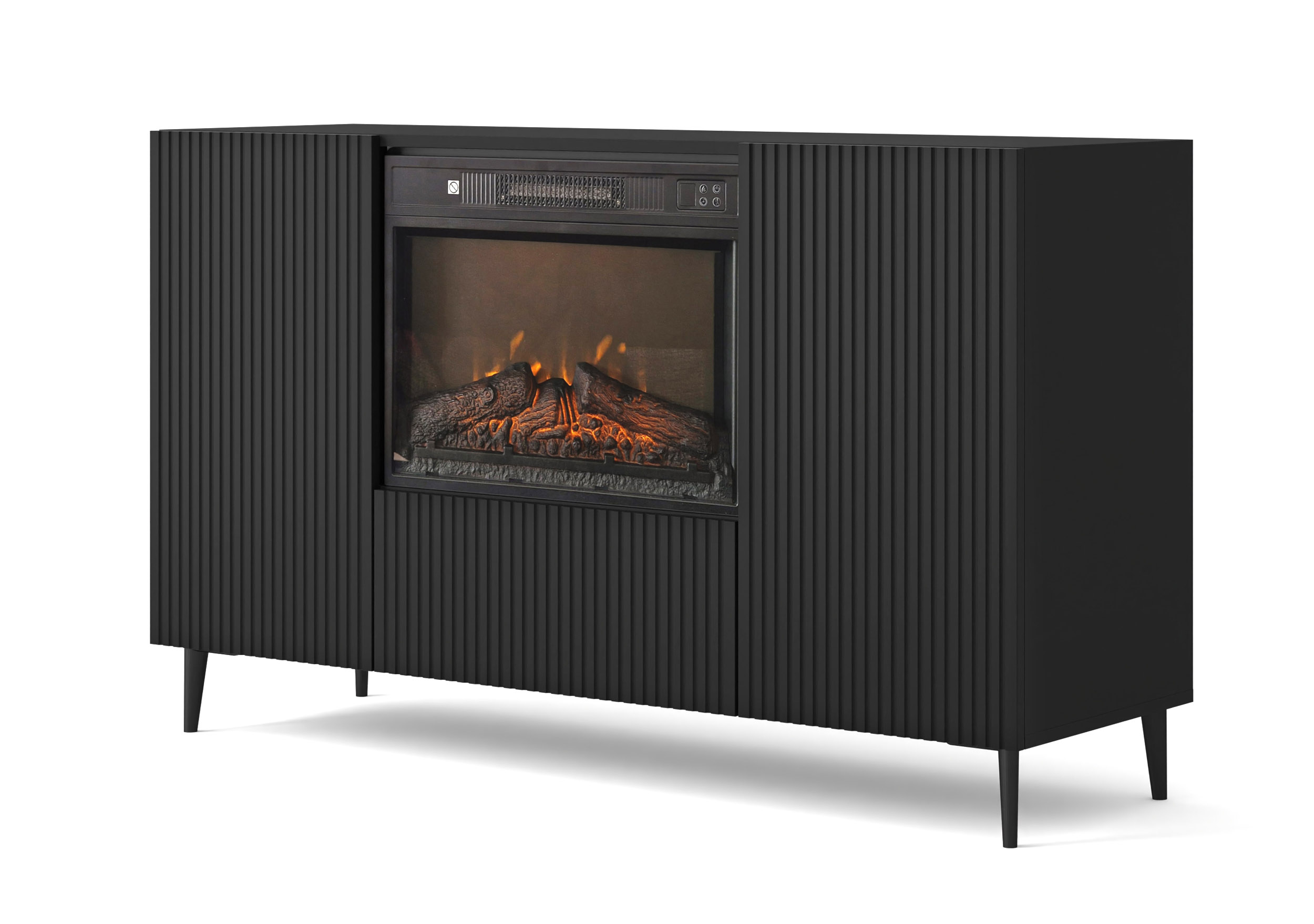 Komoda s elektrickým krbem 2D1K Rowanna (černá)