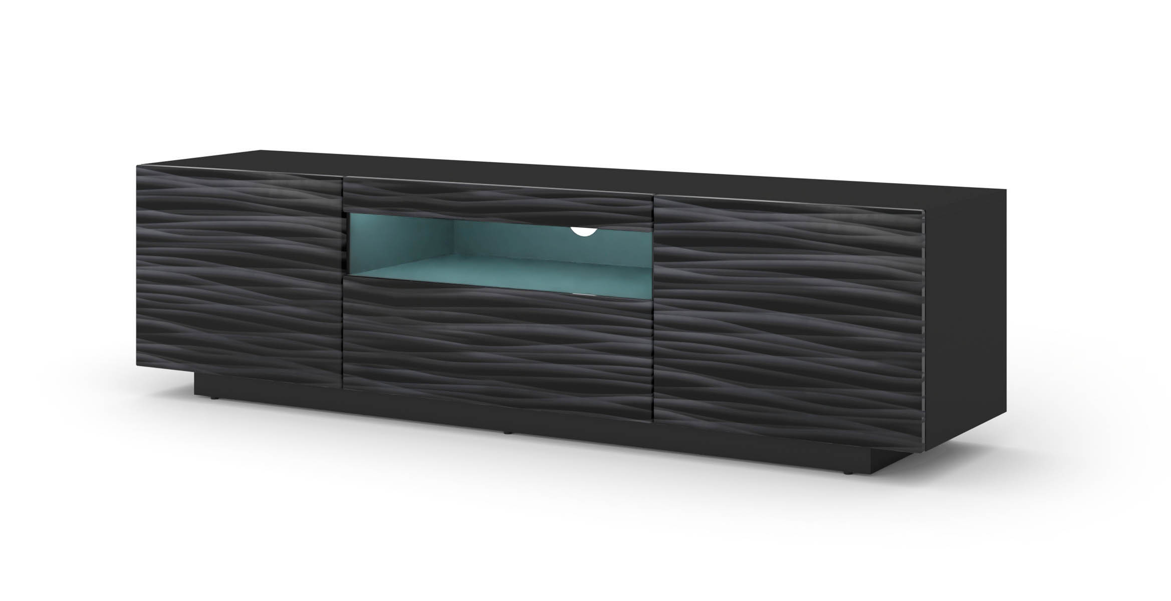 TV stolek/skříňka Aurora 150 (sahara černá) (s LED osvětlením)