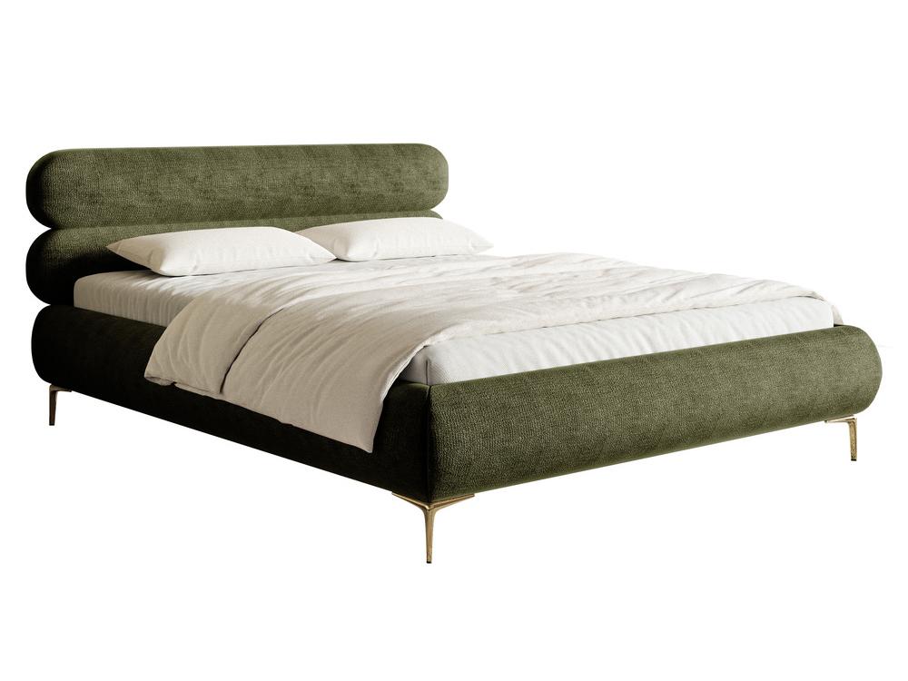 Manželská postel 140 cm Rirri 140 (s roštem) (s úl. prostorem) (olivová + zlatá)
