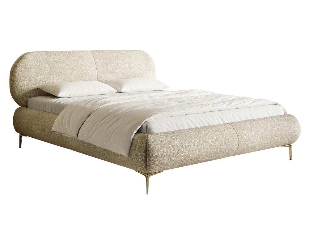 Manželská postel 180 cm Octave (s roštem) (s úl. prostorem) (krémová + zlatá)