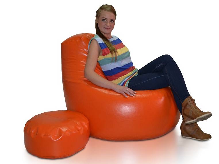 Sedací pytel s taburetem Richie (oranžová)