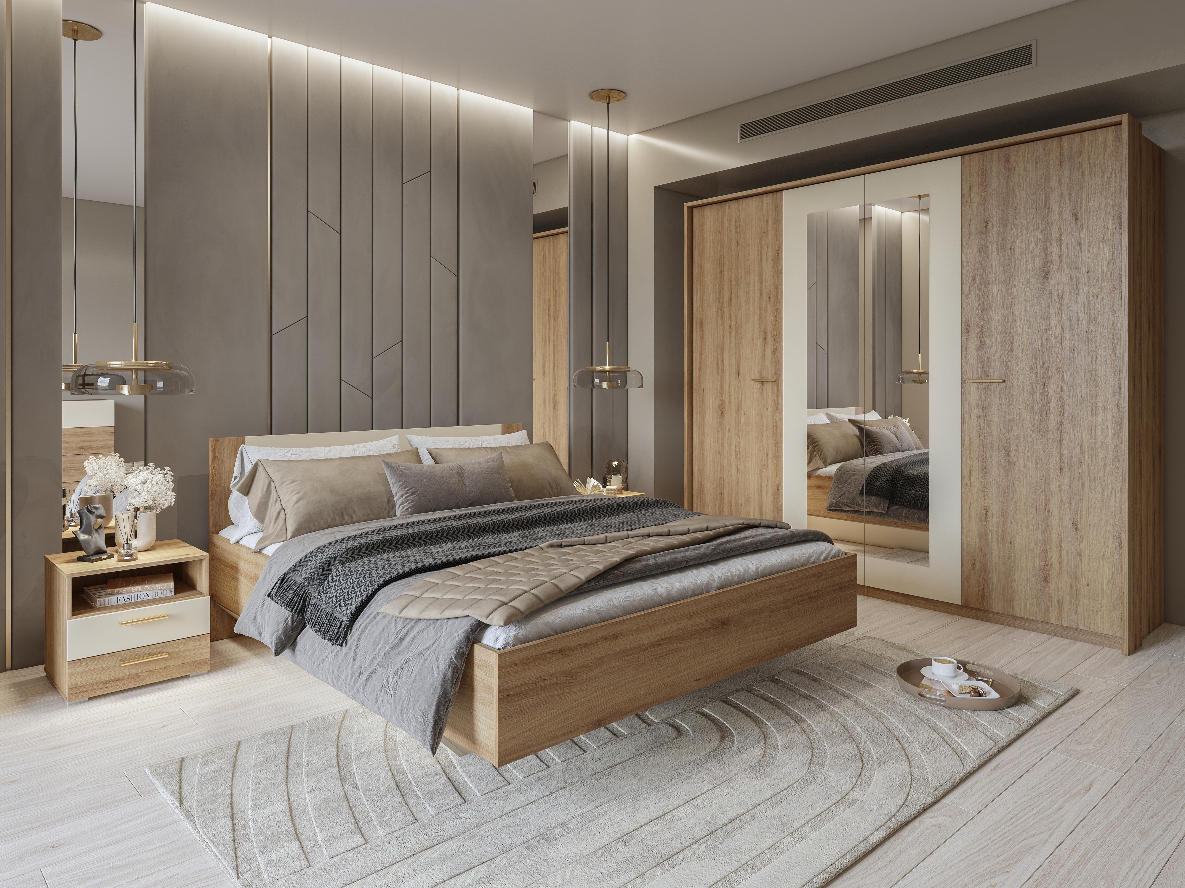 Rám pro šatní skříň Verdeene M (divoký dub + béžová)