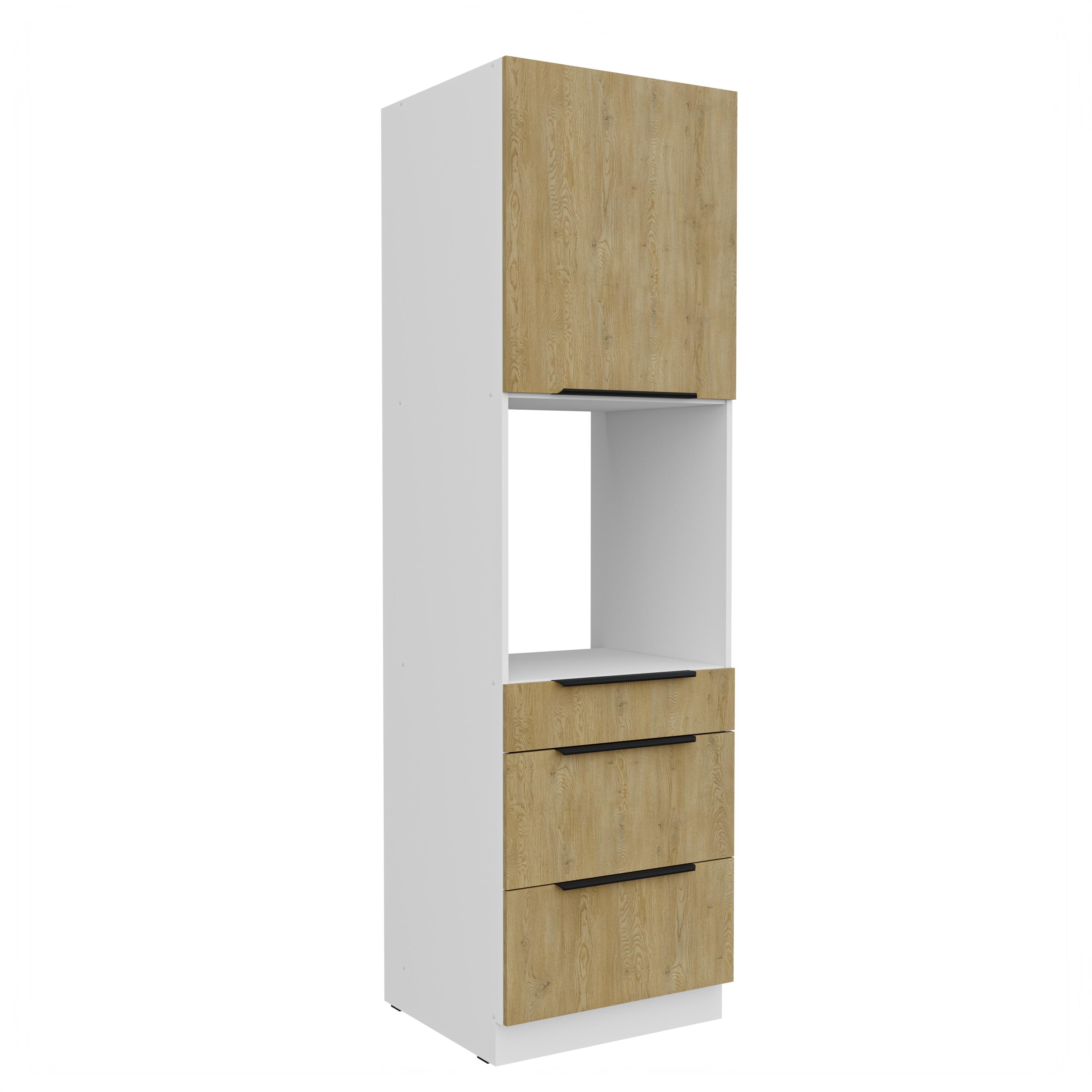 Potravinová kuchyňská skříňka na troubu Carminia 60 DPS-210 3S1F PREMIUM BOX (dub cremona + bílá)